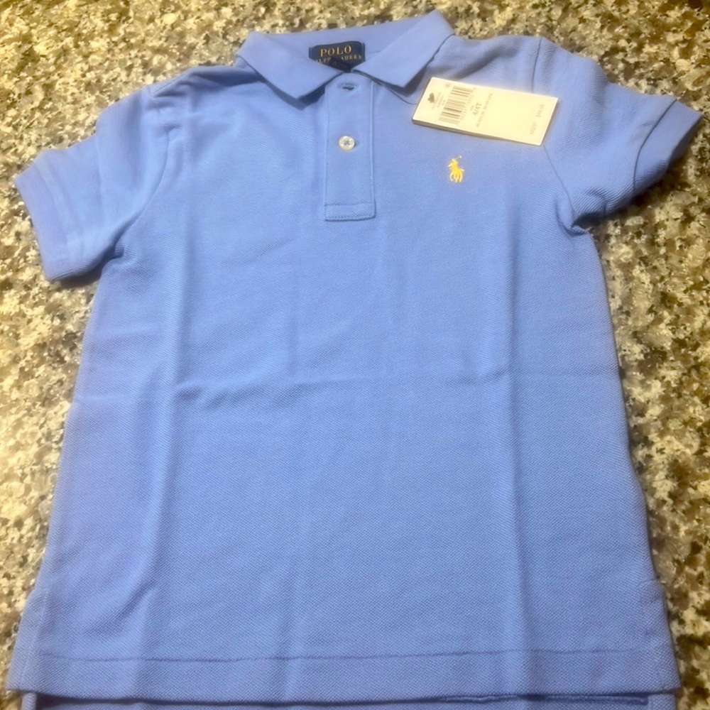Toddler boy blue polo shirt